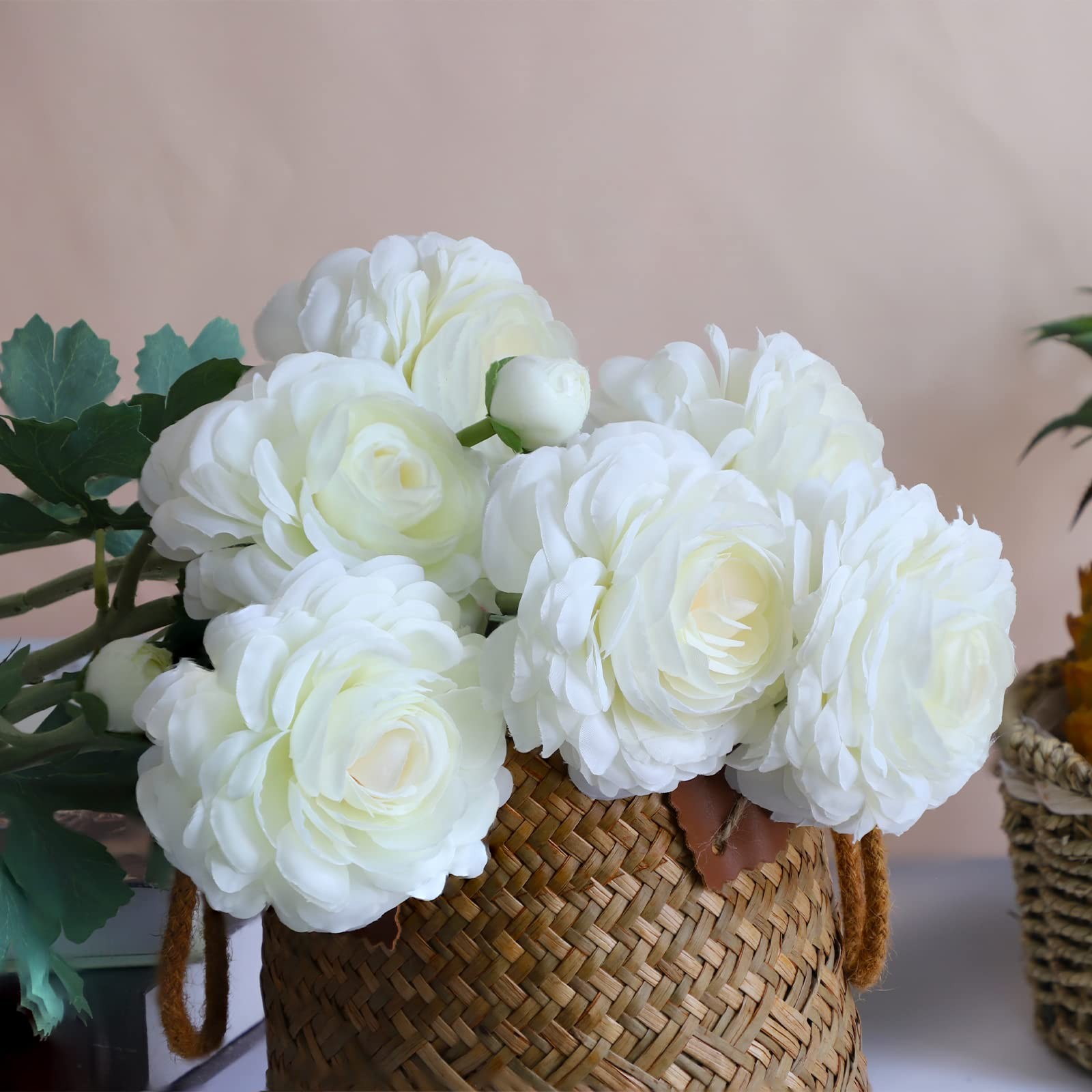 Artificial Ranunculus Long Stem Buttercup Silk Flowers 6pcs for Home Decor an…