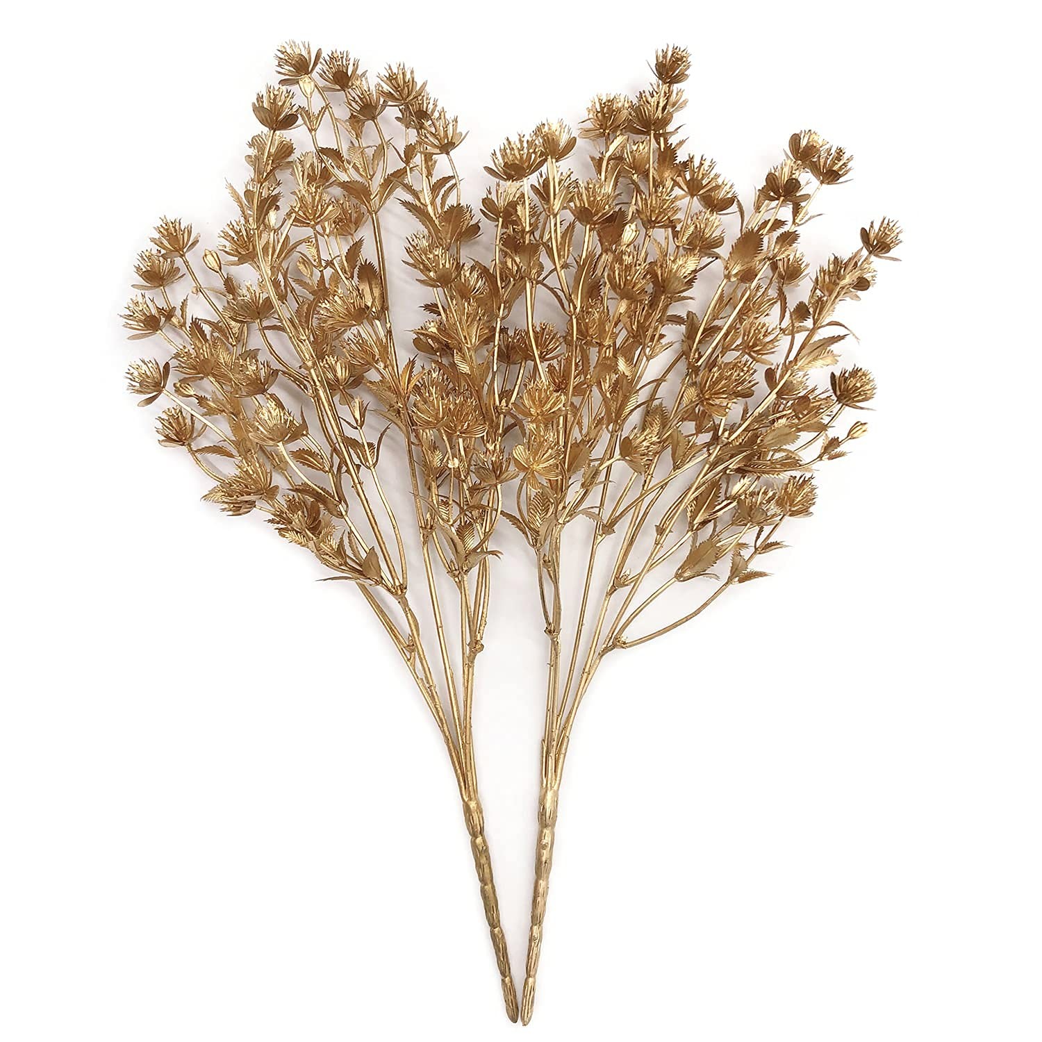 4 PCS Artificial Golden Baby Breath Gypsophila Fake Plant Bush Grass Decor
