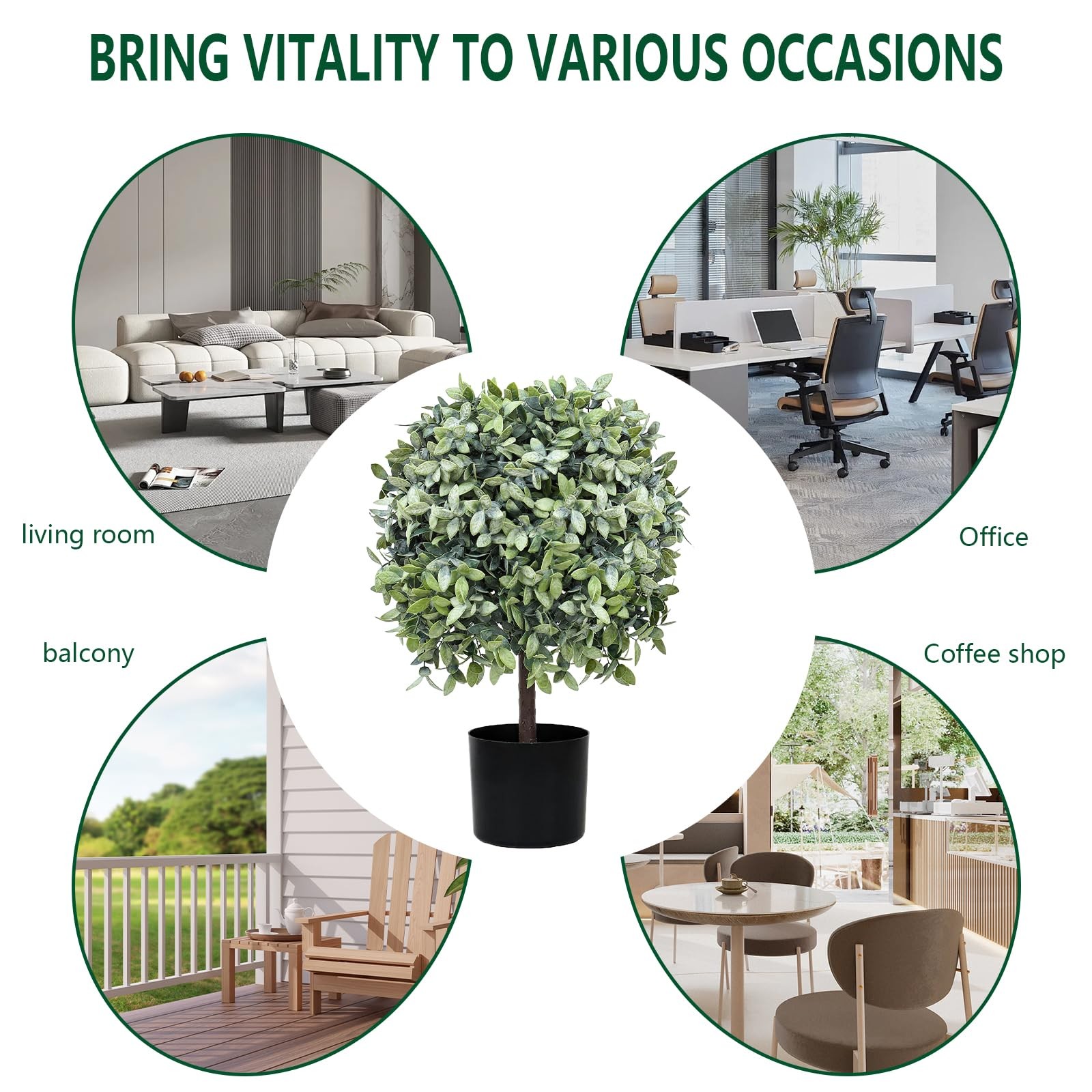 Topiary Trees Artificial Outdoor for Front Porch Set of 2 Faux Shrub Plants (…