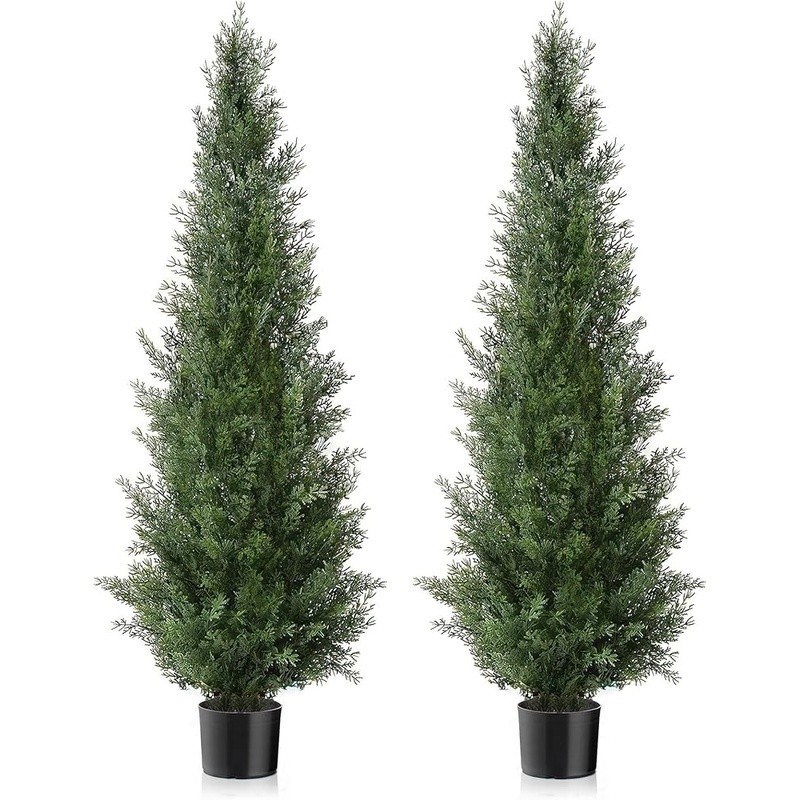 5ft Faux Cedar Trees UV Protected Outdoor Topiary Decor Porch Indoor Use