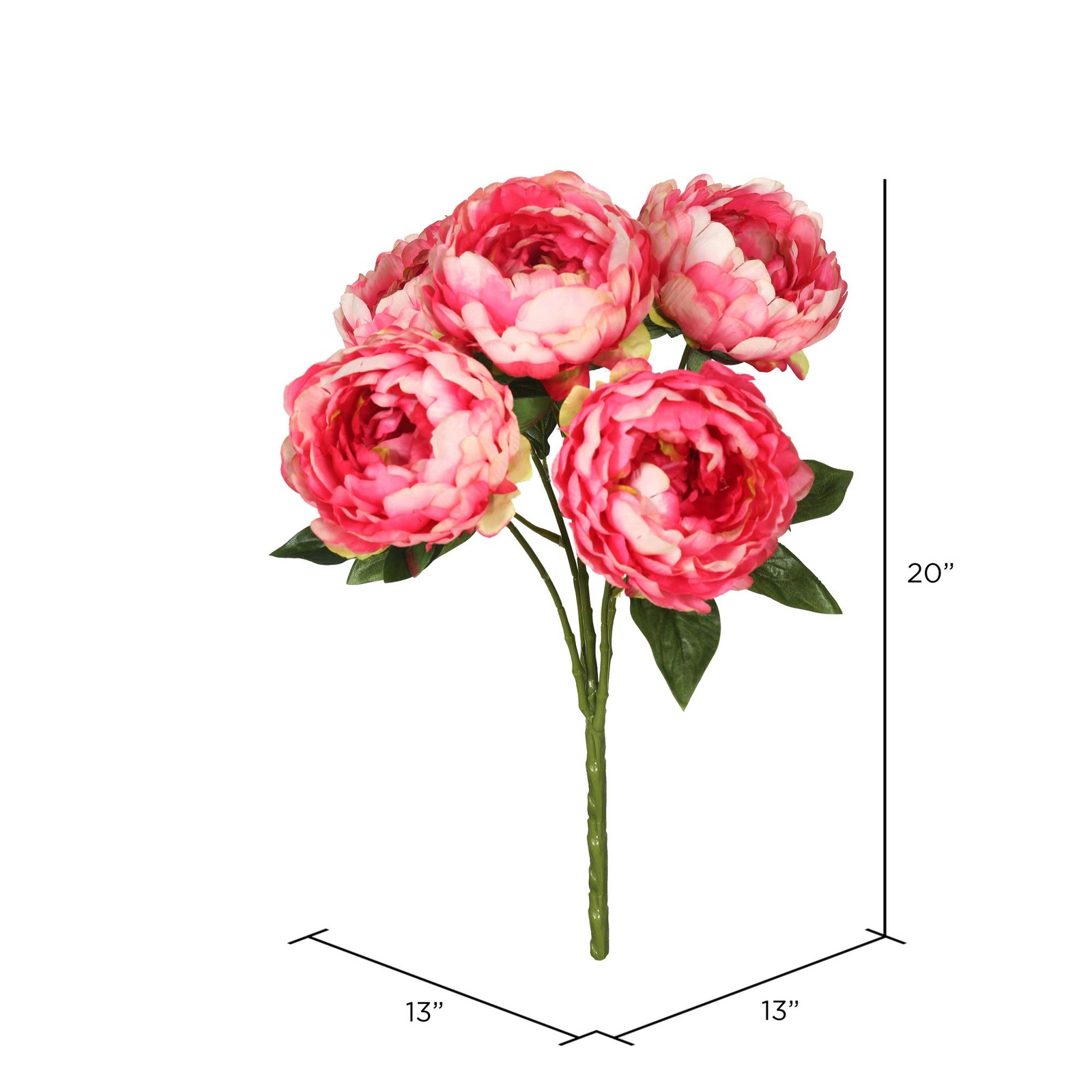 Vickerman 20″ Contemporary Plastic Artificial Peony Bunch in Pink