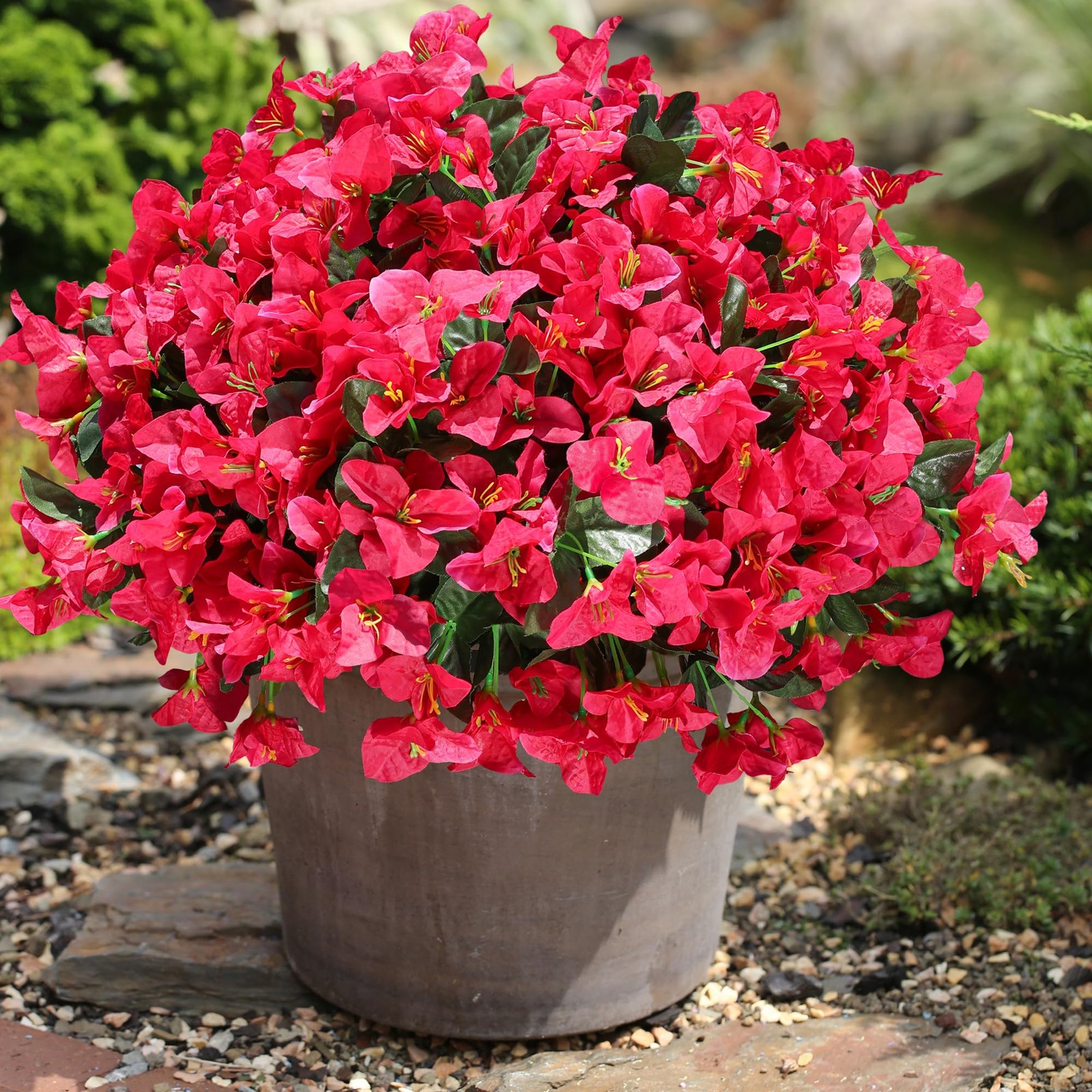 Fake Bougainvillea Artificial Flowers for Outdoors Spring Decor, 4 Bundles Ou…