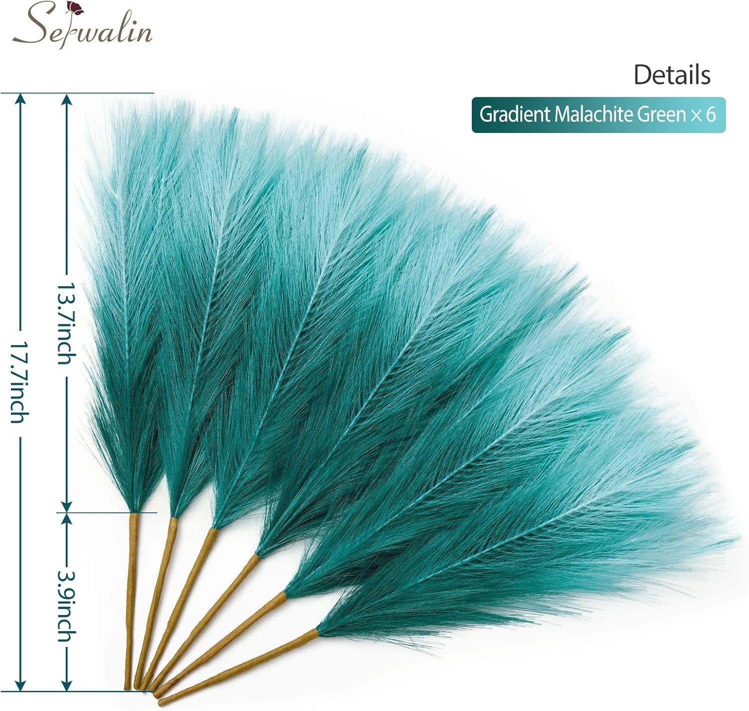 Luxurious 17.7 Inch Silk Faux Pampas Grass – 6 Pcs for Wedding & Home Styling