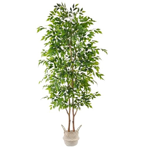 Artificial Tree, 96” Realistic Leaves Large Fake Plant with Basket, 8ft Ficus