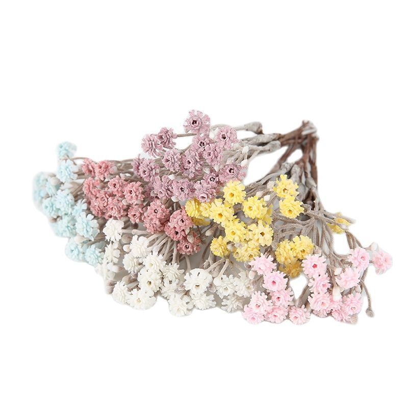 Artificial Mini Rose Bouquet Flowers Wedding Decor Gypsophila Wreath Flower 6pcs