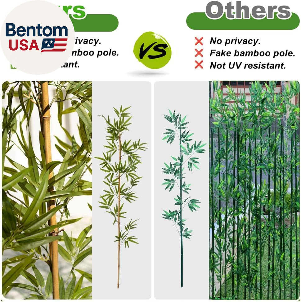 4 Ft Faux Bamboo Plant Outdoor 10 Pack, Fake Bamboo with Encrypted Leaves for Pa