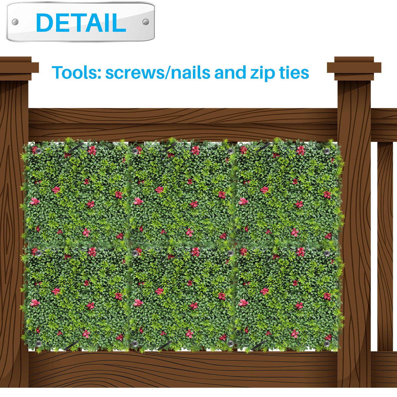 40 Inch 3D Artificial Boxwood Wall Hedge Mat Panels Outdoor Grass Fence Style#1