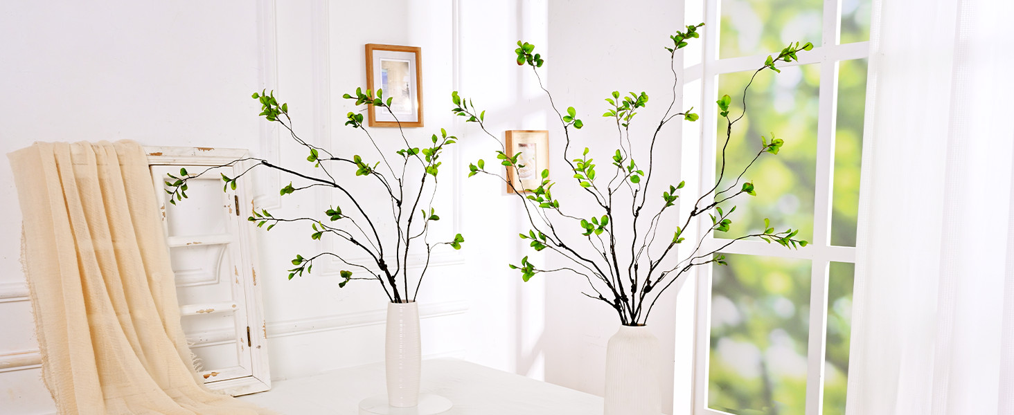 4PCS Artificial Ficus Branches for Vase, Faux Greenery Stems for Vase Filler,
