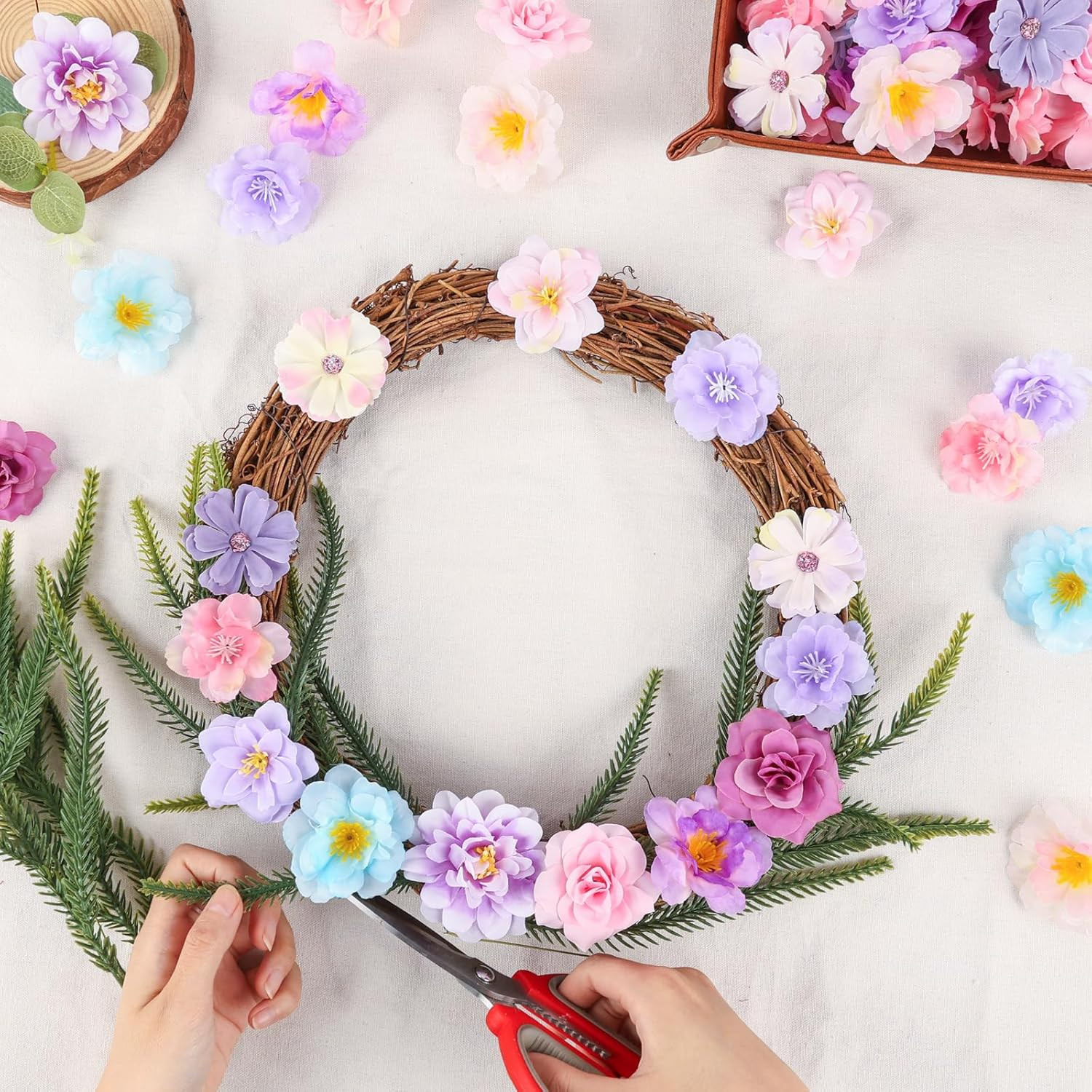 210 Pcs Mini Silk Flower Heads Small Fake Rose Daisy Faux Flowers Bulk for Craft
