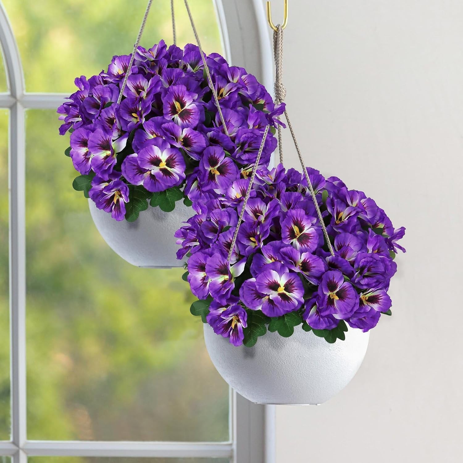 Artificial Pansies Flowers Outdoor 10 Bundles Faux Flowers UV Resistant Plast…
