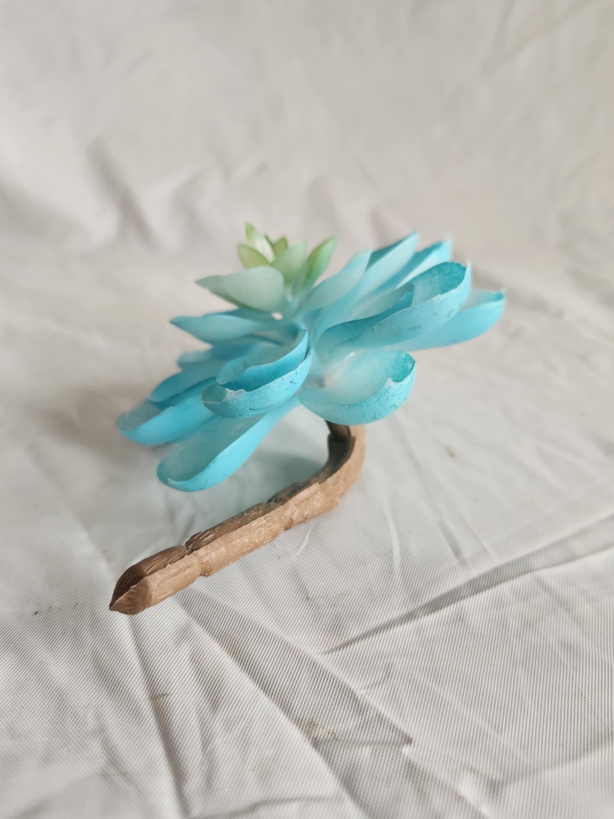 2 Artificial Succulent Rubber Flowers Floral Decor • Beautiful Sky Blue