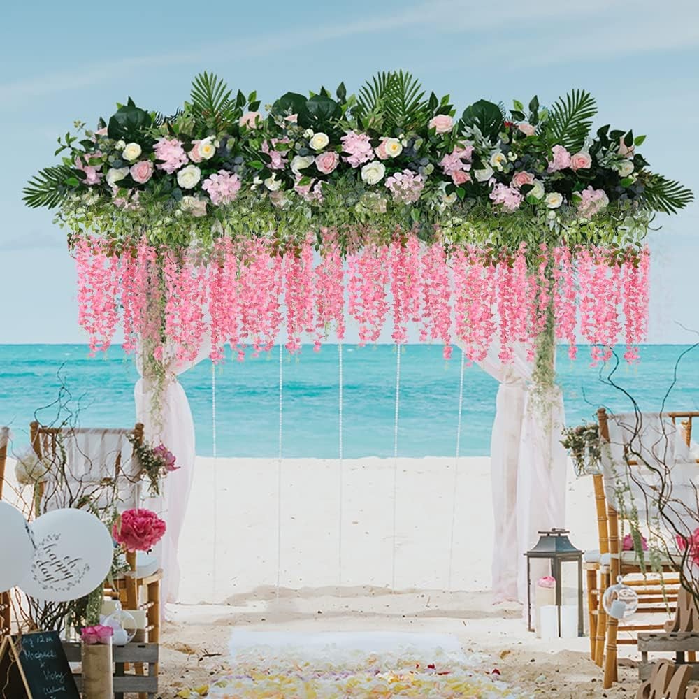 12/24x Artificial Wisteria Flowers 3.6Ft Fake Silk Wisteria Vine Rattan Hanging