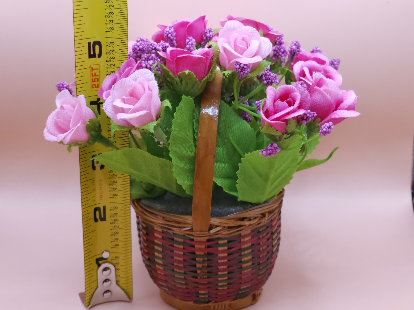 Beautiful Pink & Magenta Rose Floral Arrangement in Woven Basket