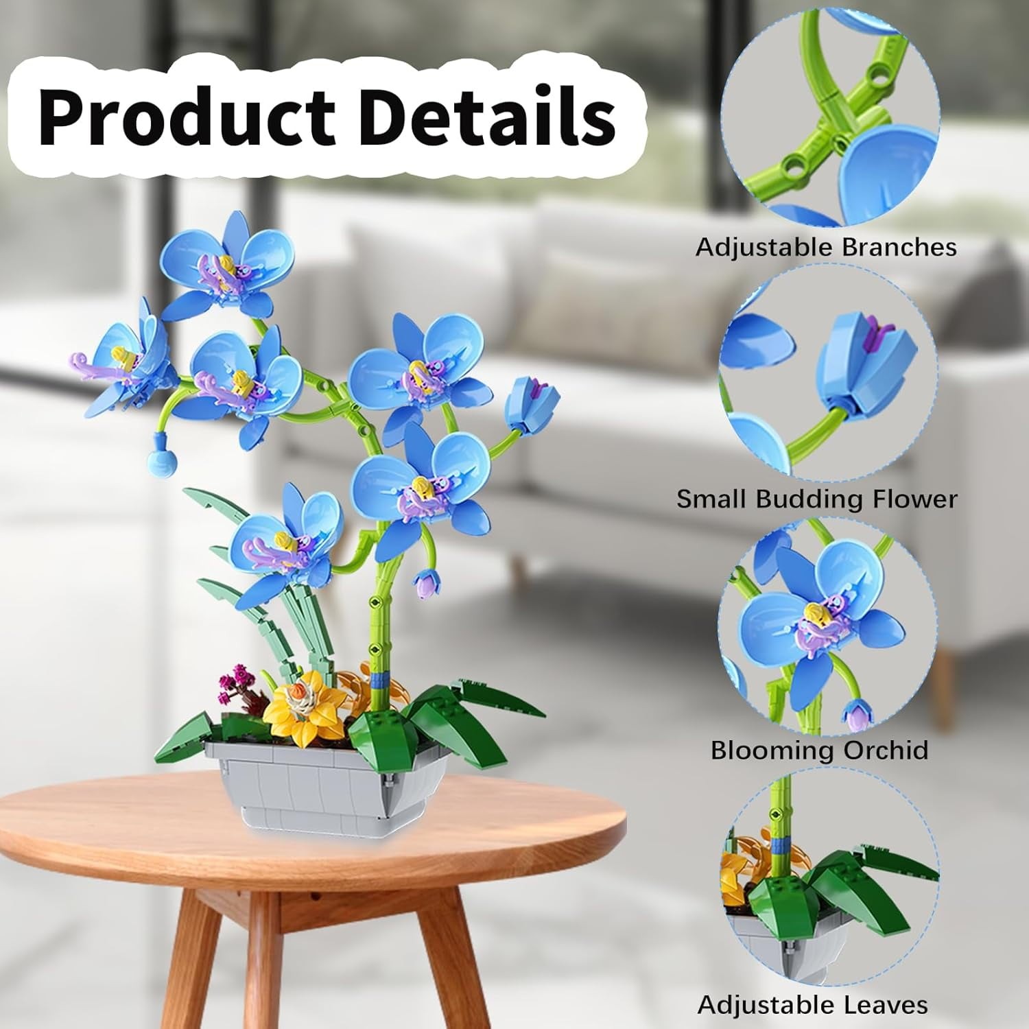 Orchid Flowers Bouquet Building Set for Adults -Botanicals Collection Artificial