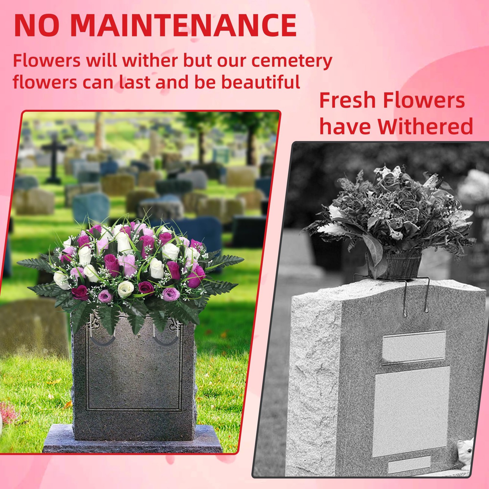 Cemetery Flowers for Grave,Headstone Flower Saddle,Flowers for Cemetery Grave
