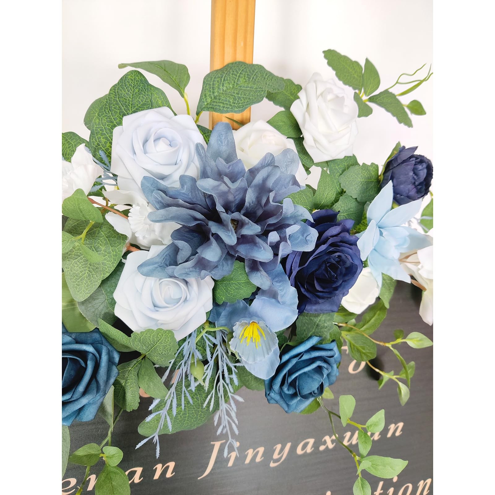 Wedding Flower Swag, Artificial Dusty Blue Flowers Wedding Welcome Sign Flora…