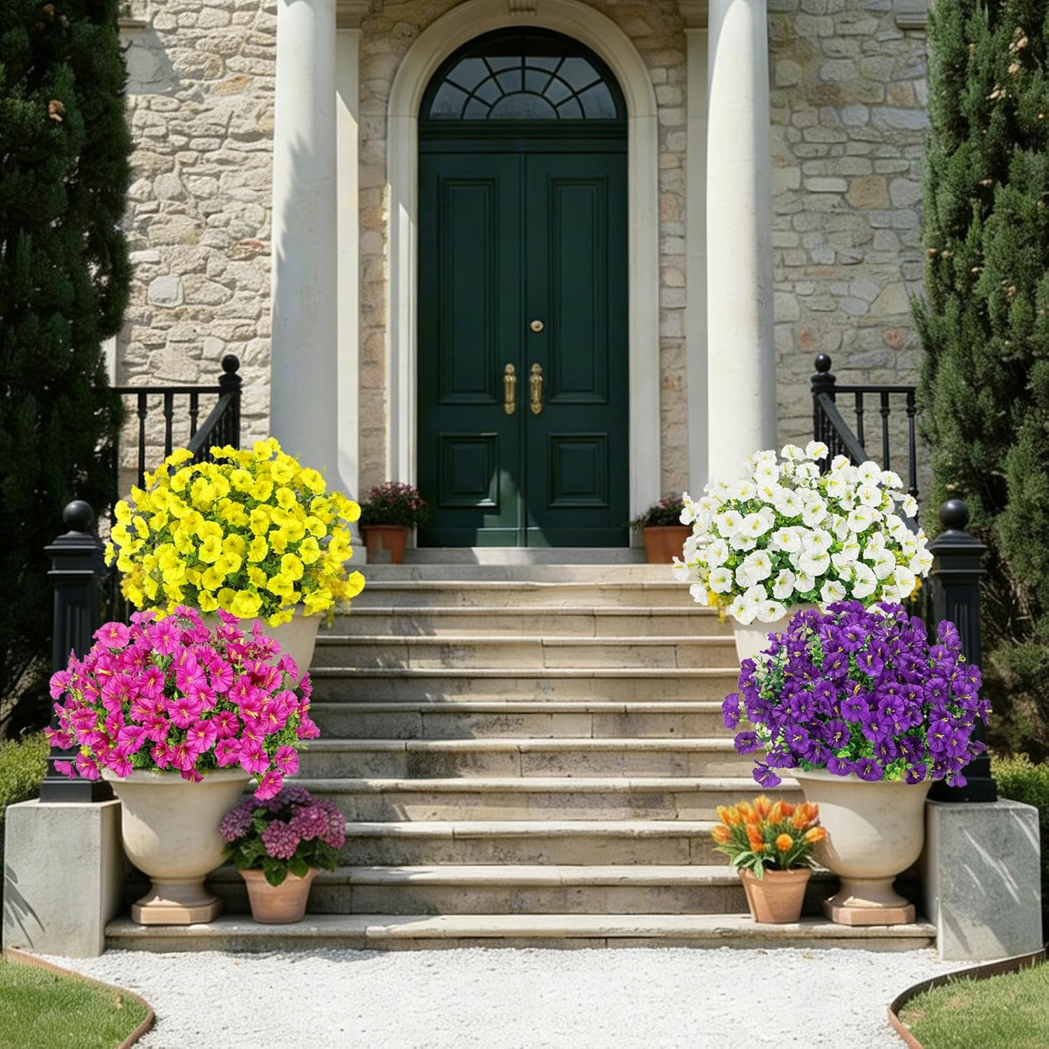 Artificial Flowers for Outdoors, 20 Bundles Silk Fake Spring Flowers UV Resistan
