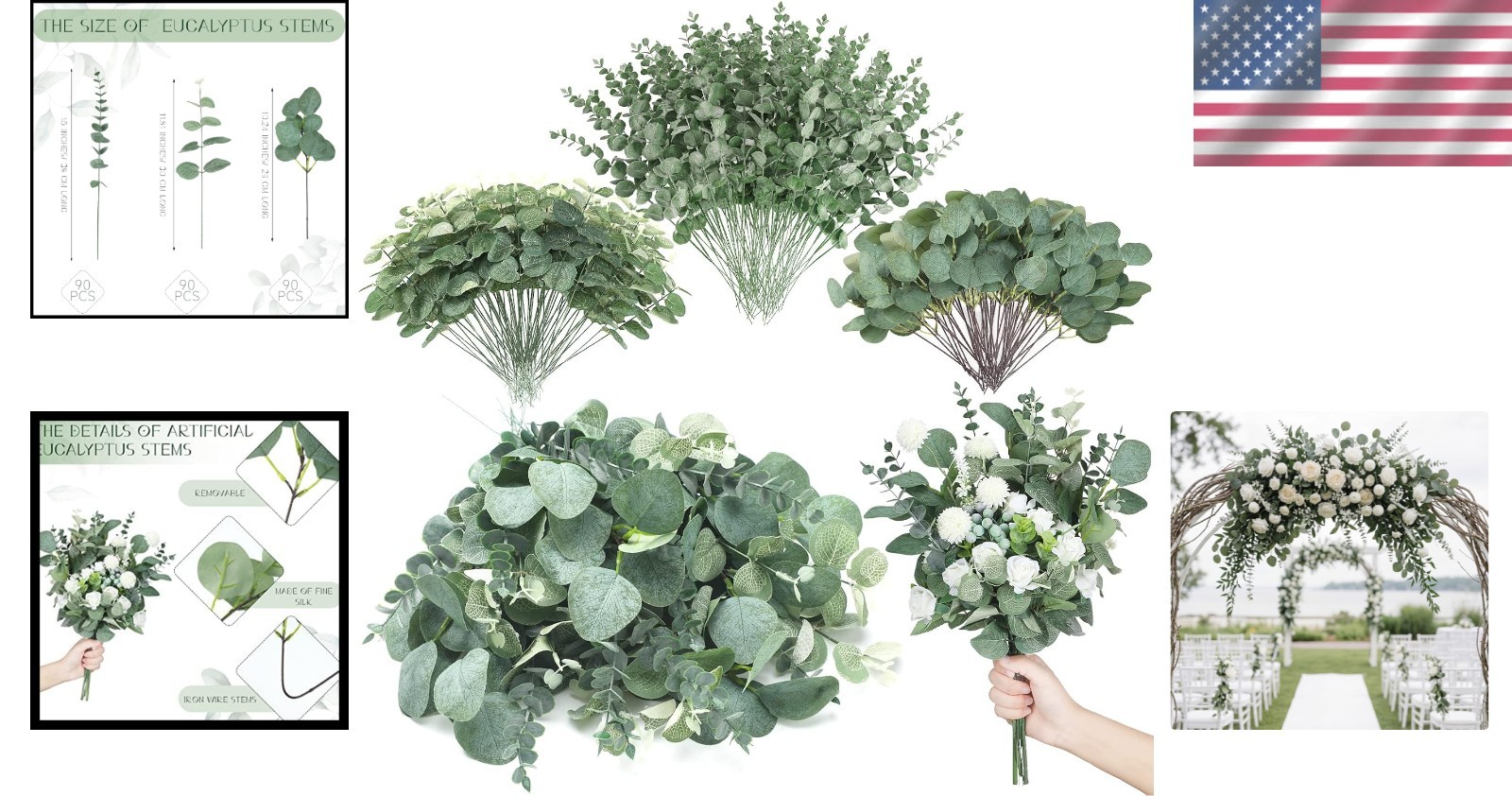 Artificial Eucalyptus Leaves 270pc – Silk Greenery Bundle for Weddings & Hom…