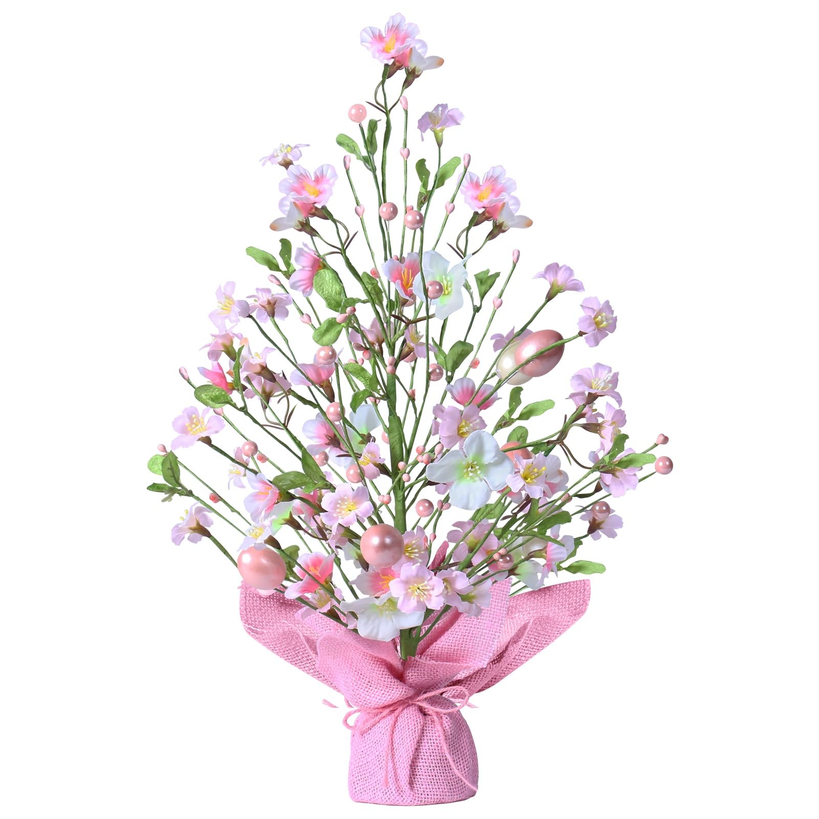 18 Inch Artificial Easter Pink Egg Flower Tree Tabletop Decoration Party Wedding