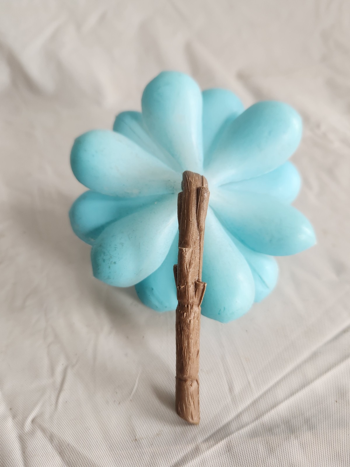 2 Artificial Succulent Rubber Flowers Floral Decor • Beautiful Sky Blue