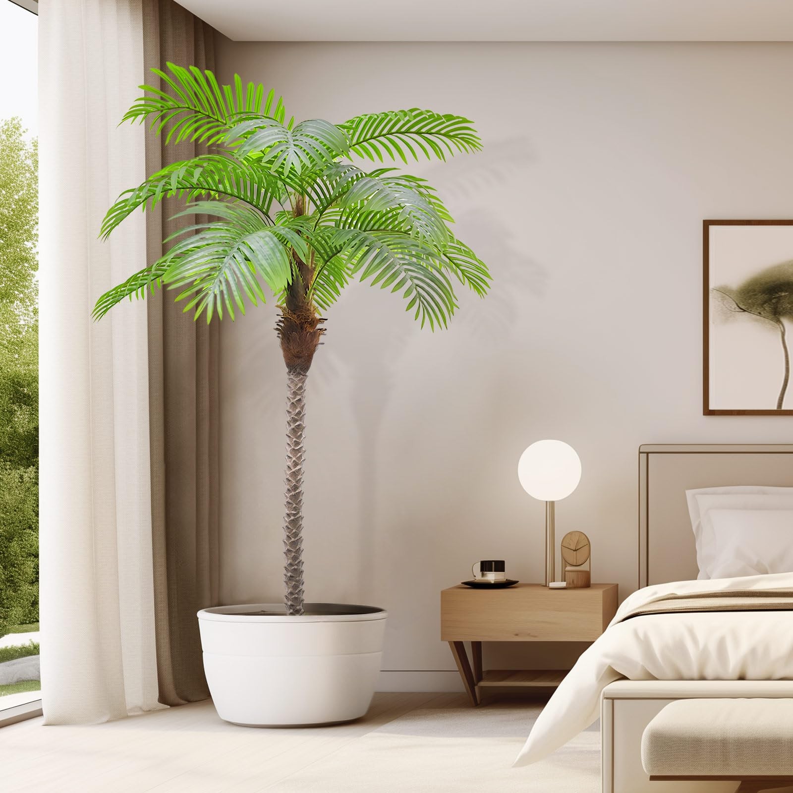 Artificial Palm Trees 6.5ft Tall Fake Tree for Outside, 78in 15Leaves Large P…