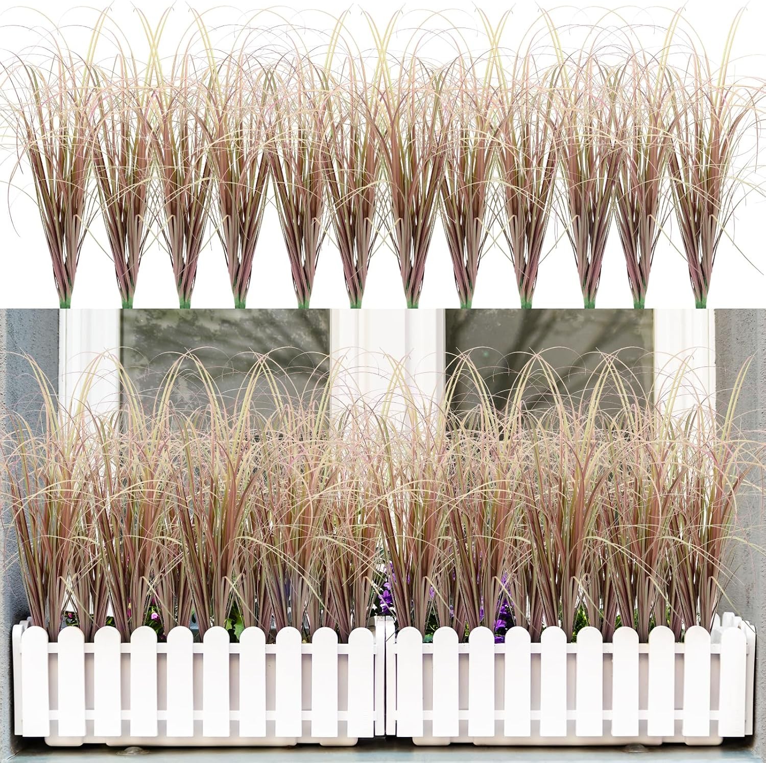 24 Pcs Artificial Wheat Grass, Tall Faux Shrubs for Outdoor Indoor US