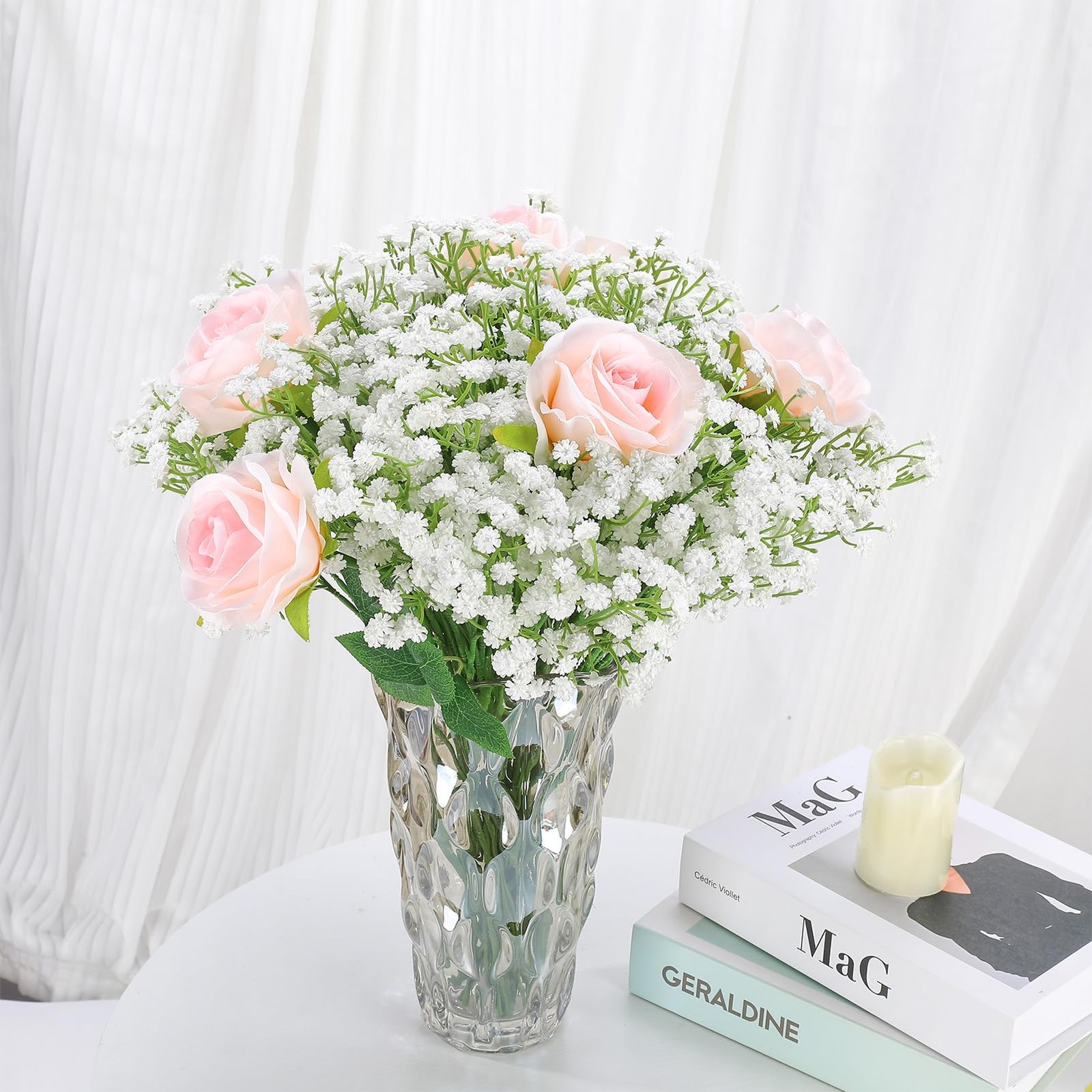 24 PCS 20.5 Inch White Fake Baby Breath Artificial Flowers Real Touch Decor