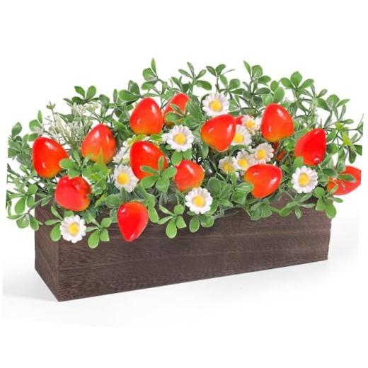 Strawberry Table Centerpieces Rustic Artificial Floral Arrangements Spring