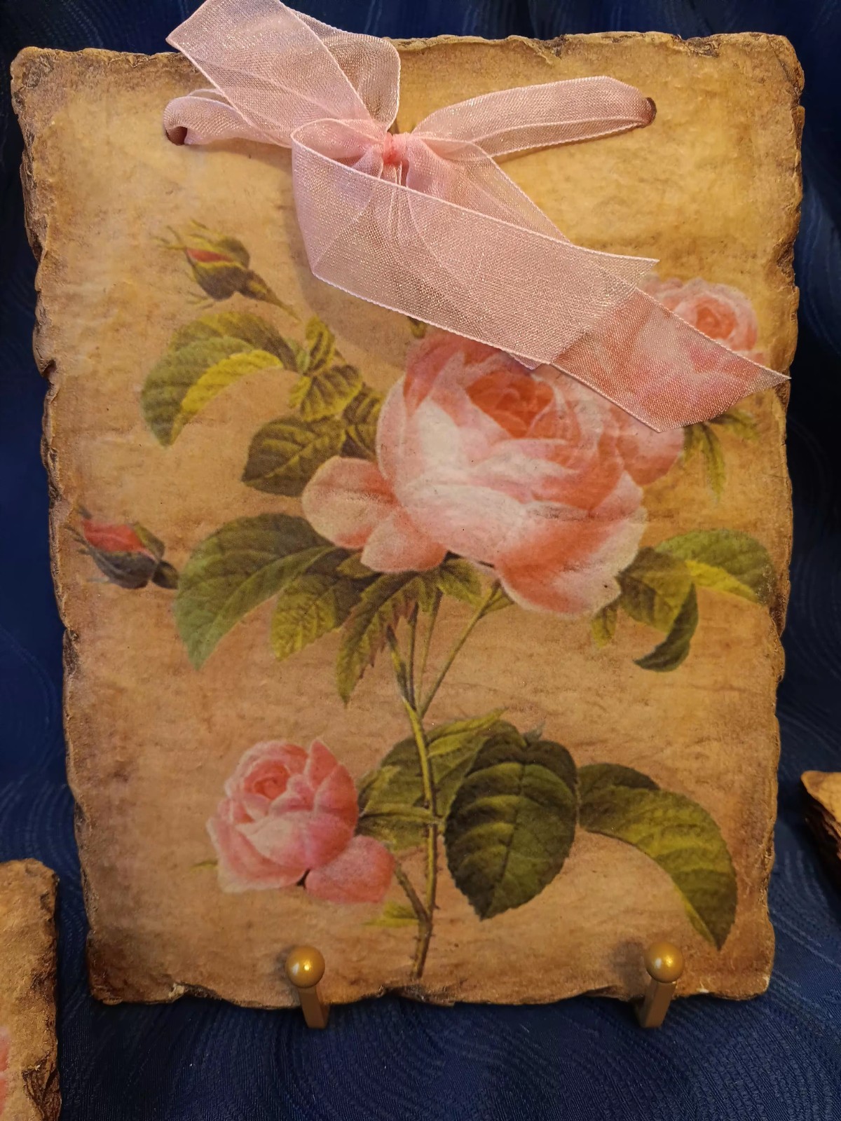 Vintage Rose Victorian Wall Hanging On Stone Slab