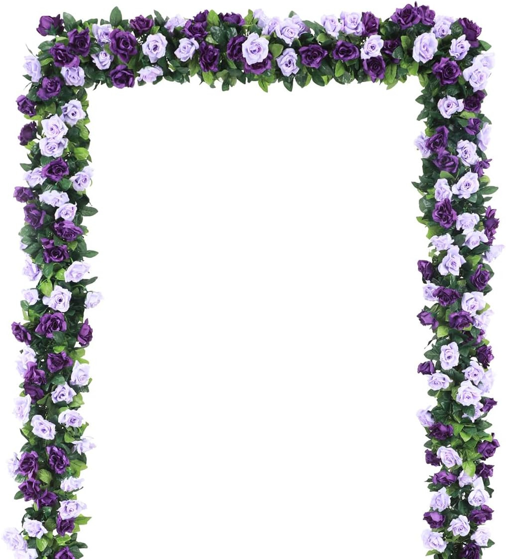 3Pack Artificial Rose Flower Garland, 23.7FT Fake Vines Silk Flowers Hanging …