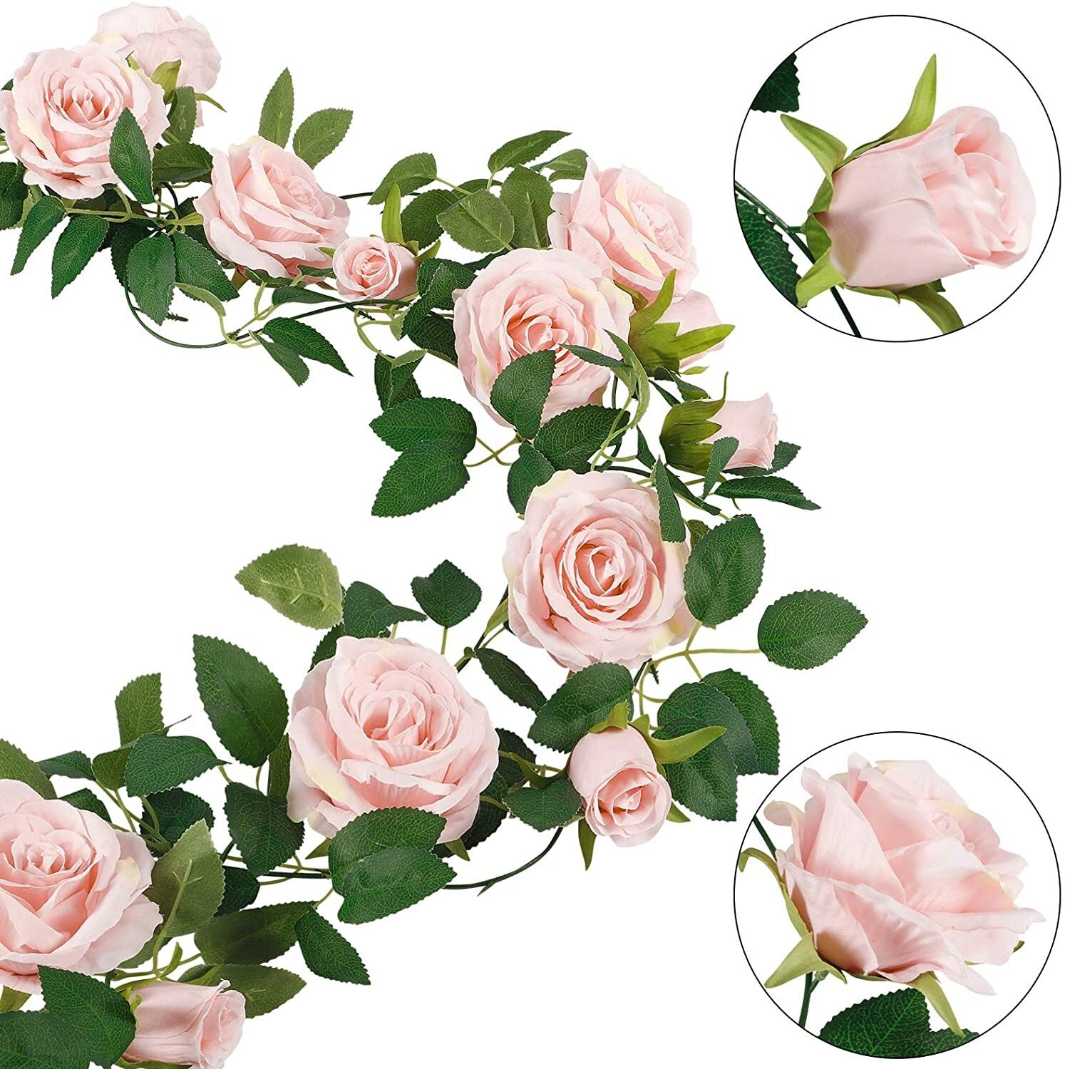 7.5 Ft Garland Wall Silk Artificial Hanging Rose Flower Vine Wedding Decor Pink