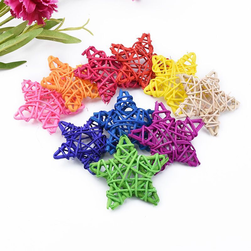 10pcs Artificial Star Straw Wedding Accessories Christmas Decorations Home Gift
