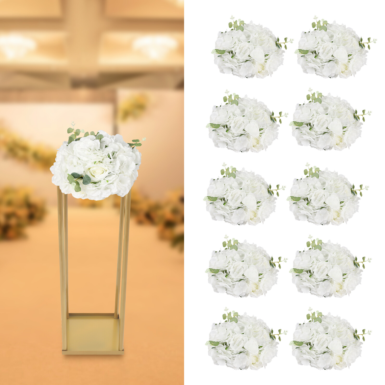 10-pack Artificial Flower Bouquets Wedding Flower Balls for Centerpieces Decor