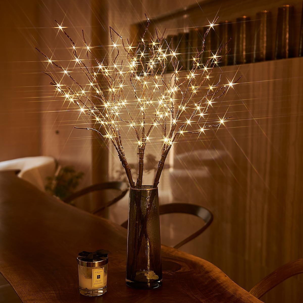 Lighted Branches for Vase 32in Tall 150 LED Plug in Brown Artificial Willow