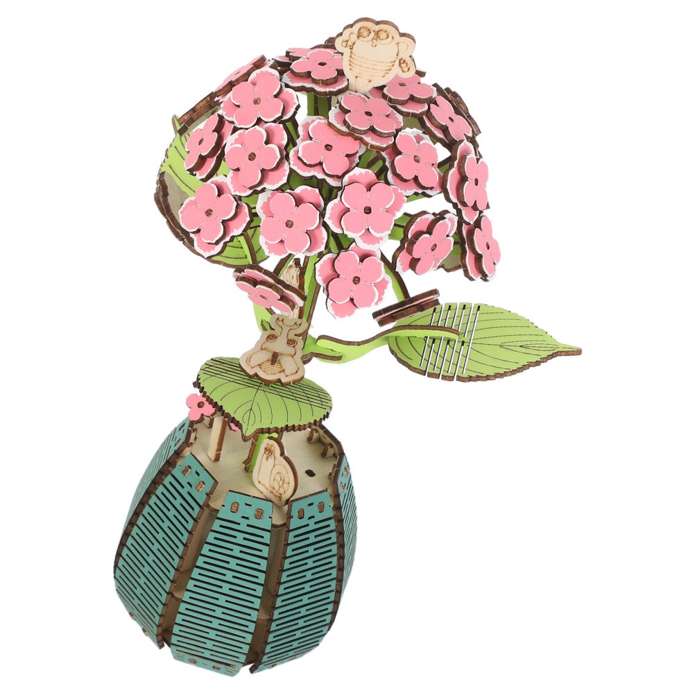 1 Set Wooden 3D Hydrangea Flower Craft Kit Durable DIY Plant Model