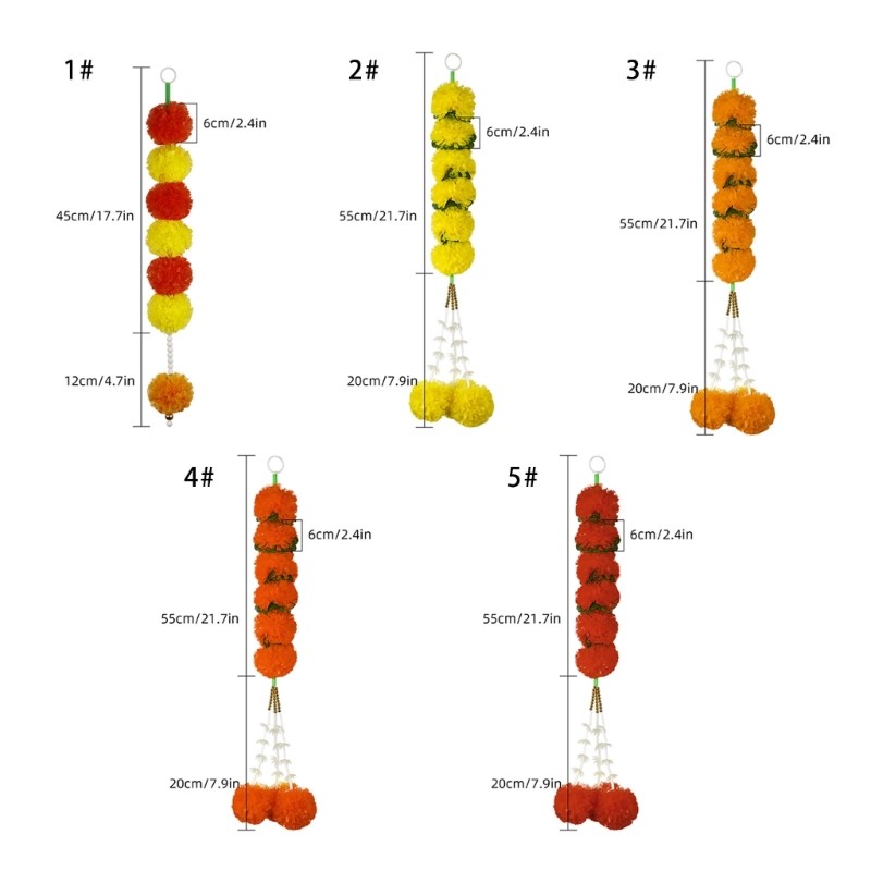 Marigold Hanging Ornament Diwali Decors Artificial Marigold Garlands for Decors