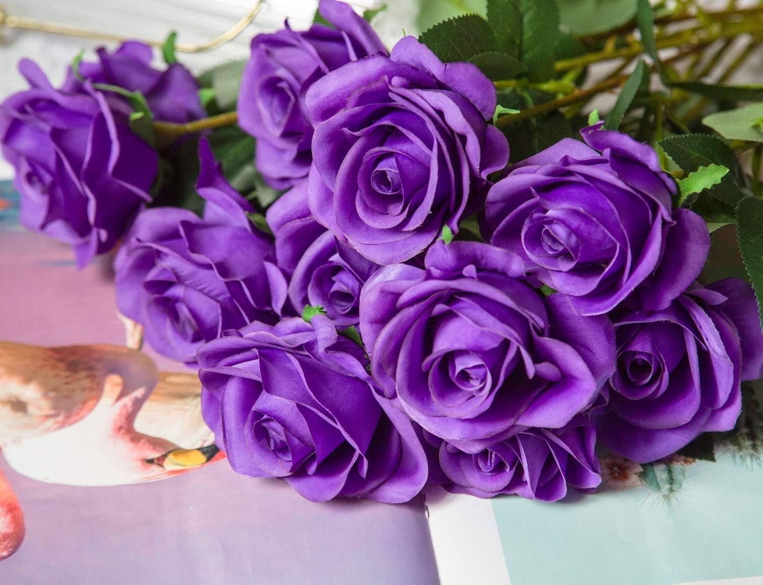 Vibrant Purple Silk Roses – 10PCS Durable Faux Flowers for Stylish Arrangements