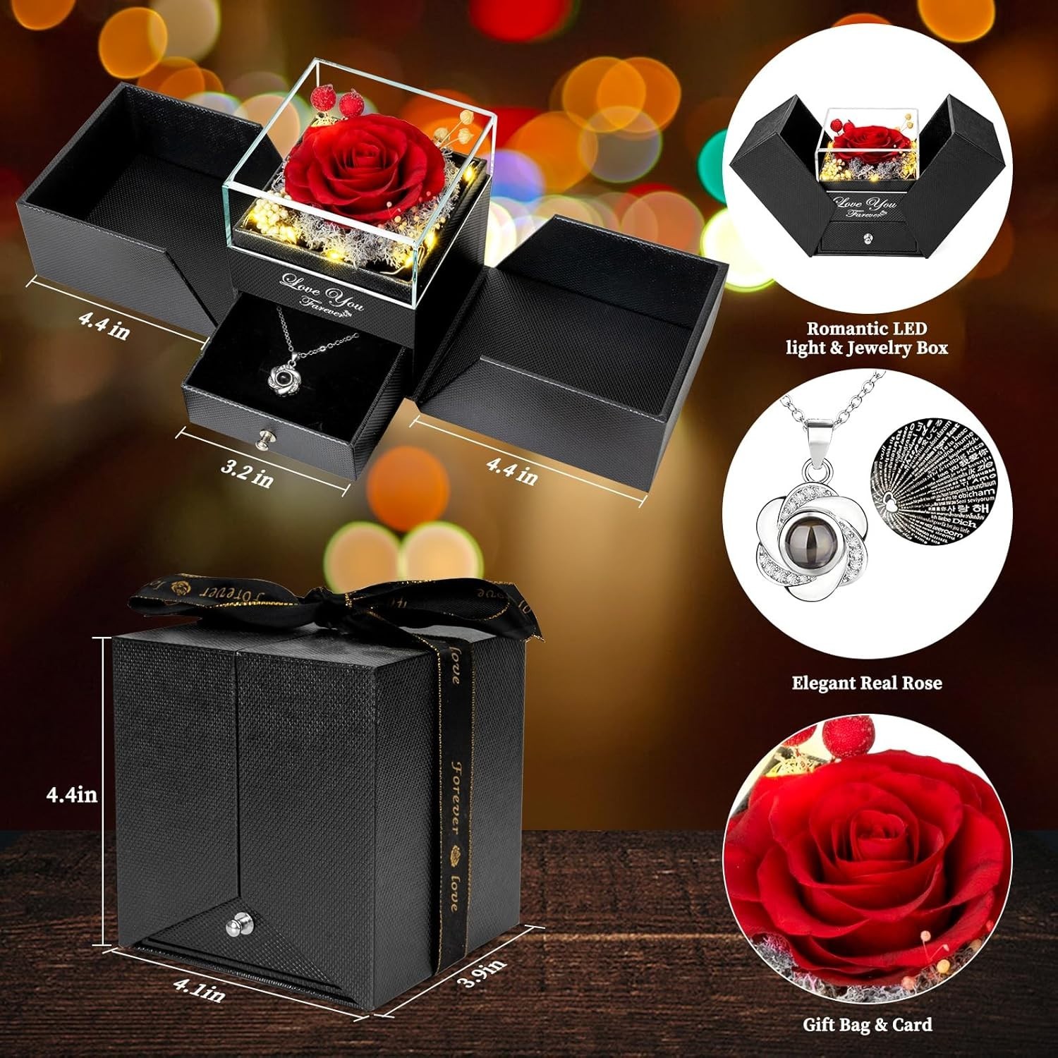Preserved Red Real Rose-Eternal Flowers Rose Gifts for Mom Grandma Wife Girlf…
