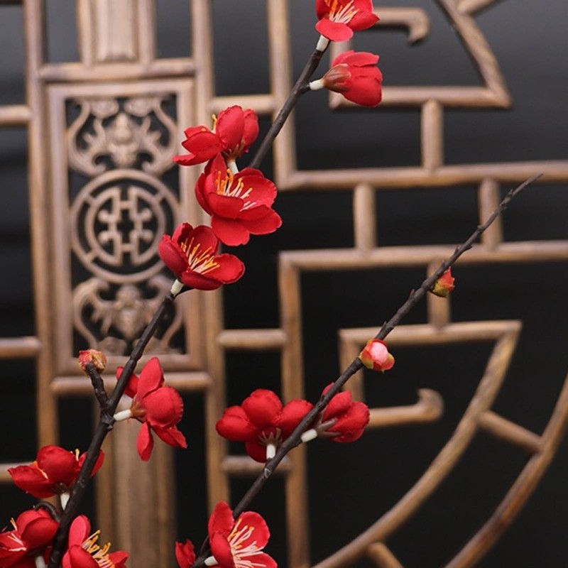 Chinese Artificial Plum Blossom Bonsai Silk Flowers for New Year Wedding Decor