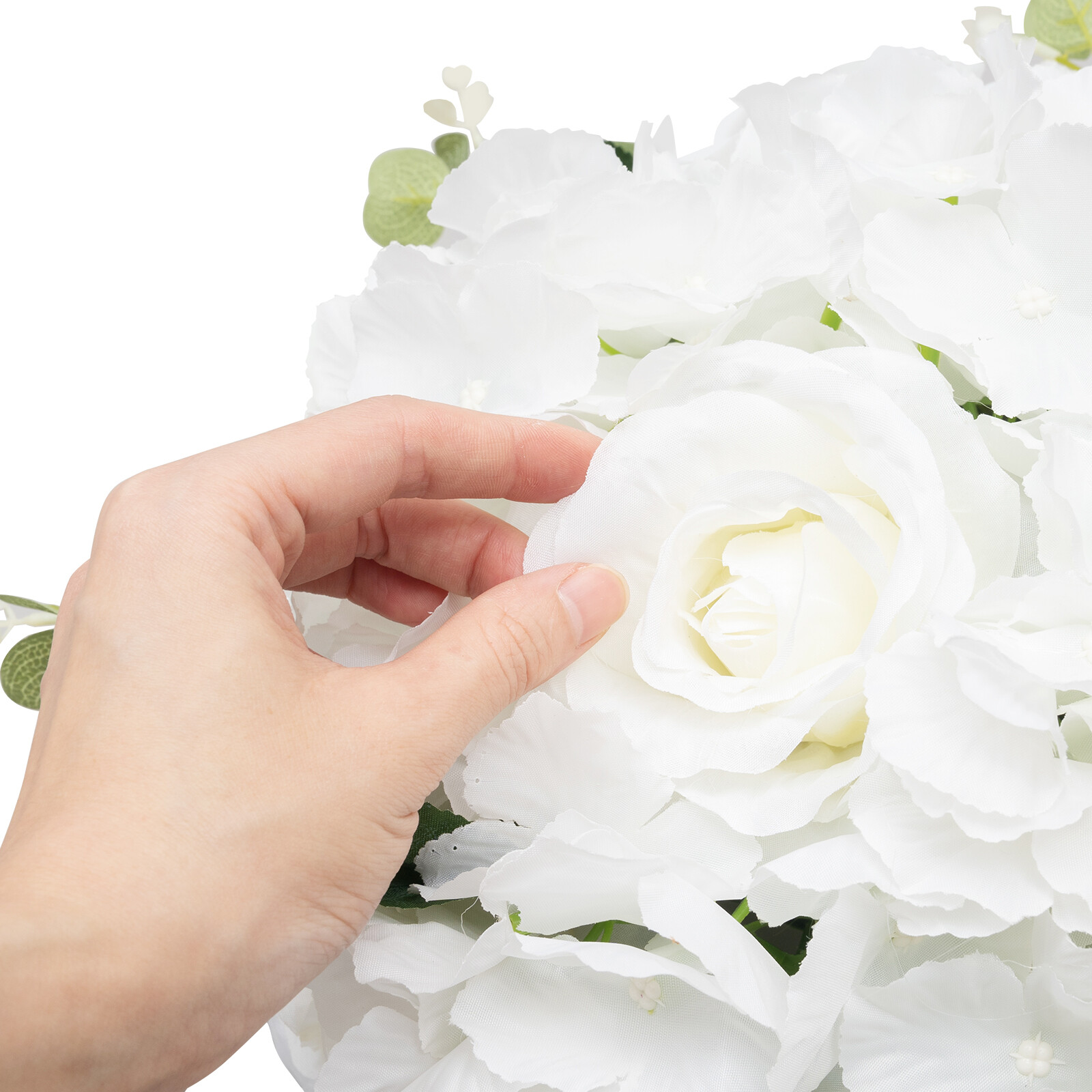 6 Pc White Artificial Rose & Hydrangea Flower Balls for Centerpieces Home Decor
