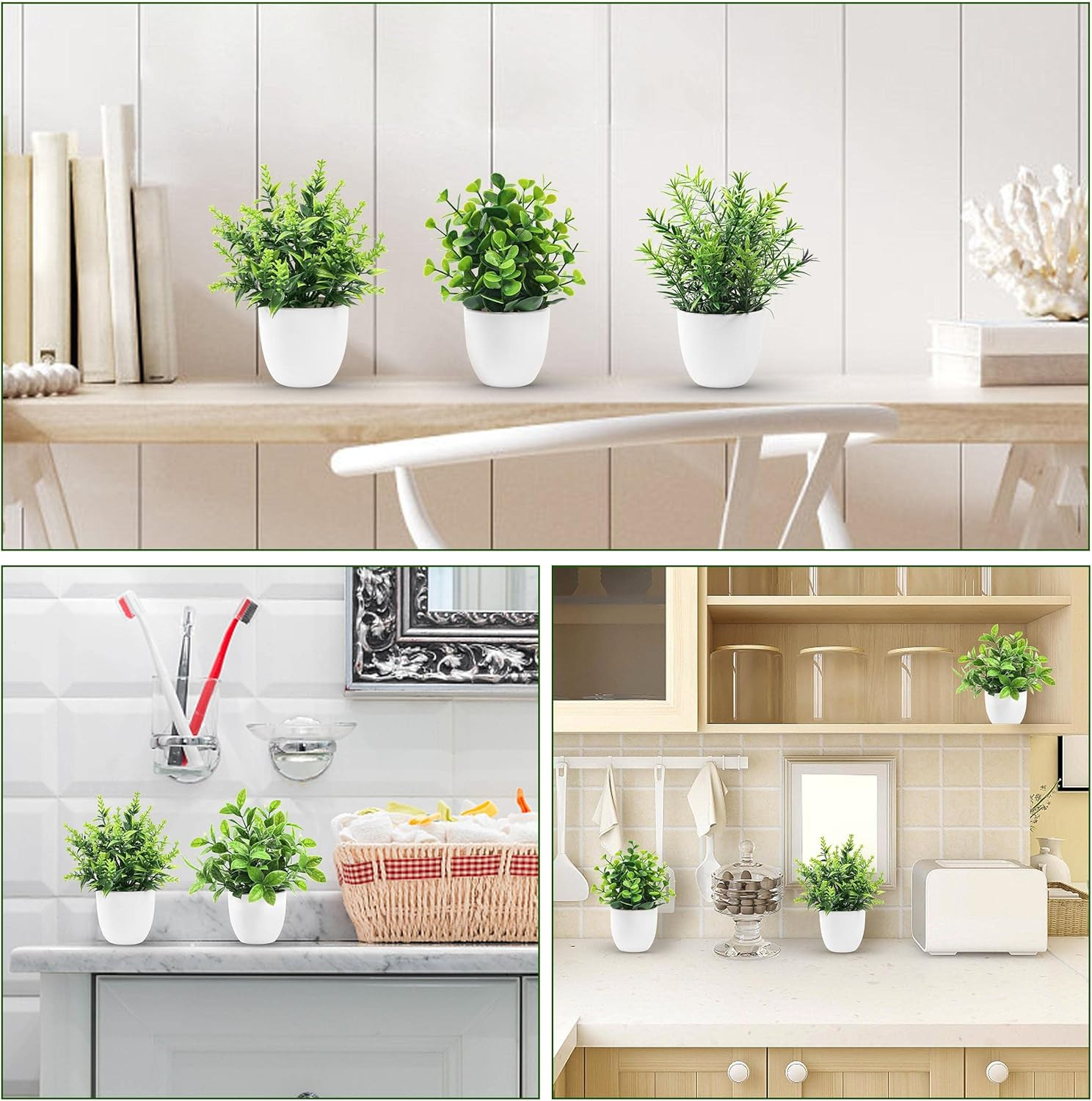 Faux Plants Indoor, 4 Pack Small Fake Plants Mini Artificial Plants in Pots for