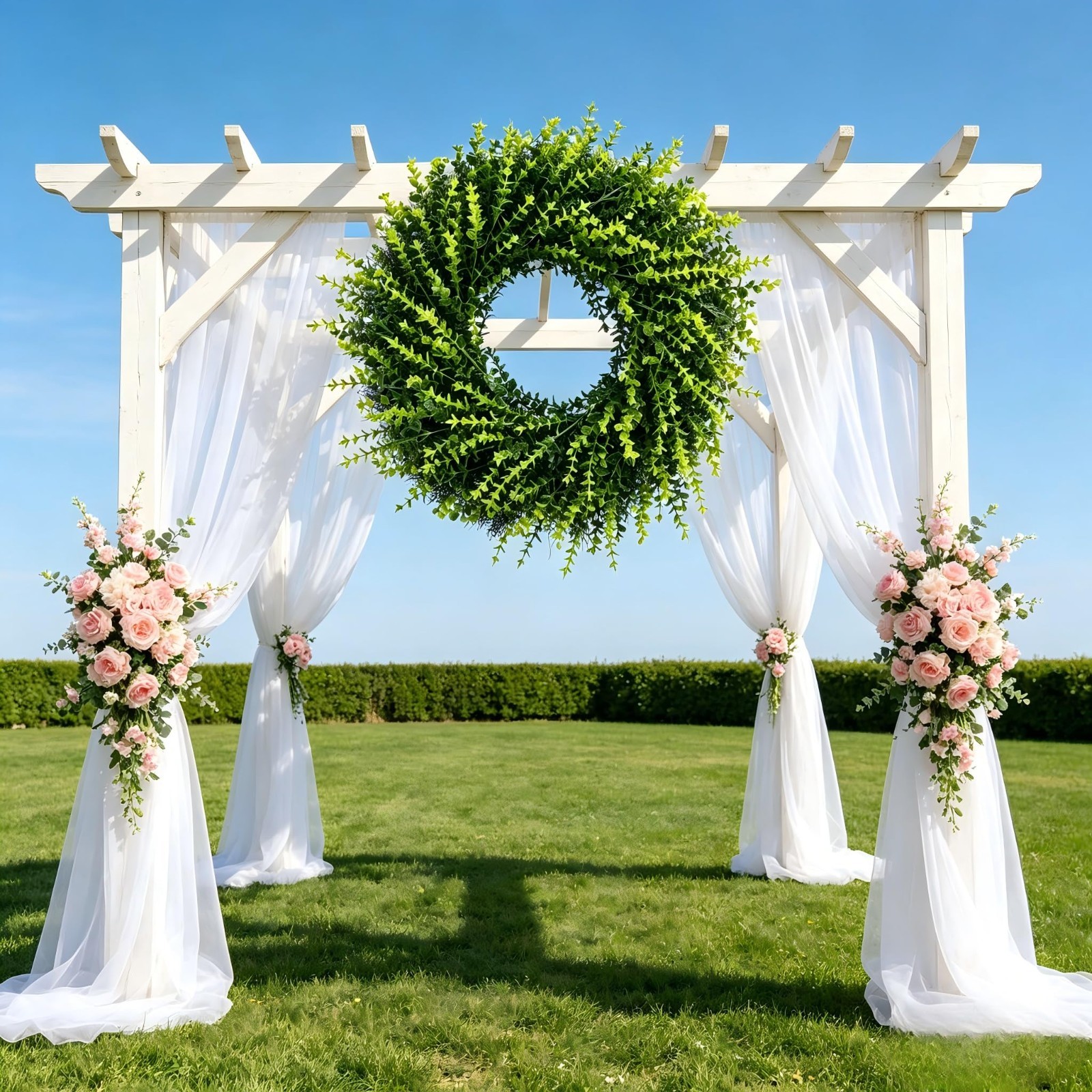 26 Inch All Season Boxwood Wreath – Artificial Front Door Decor for Year-Round I