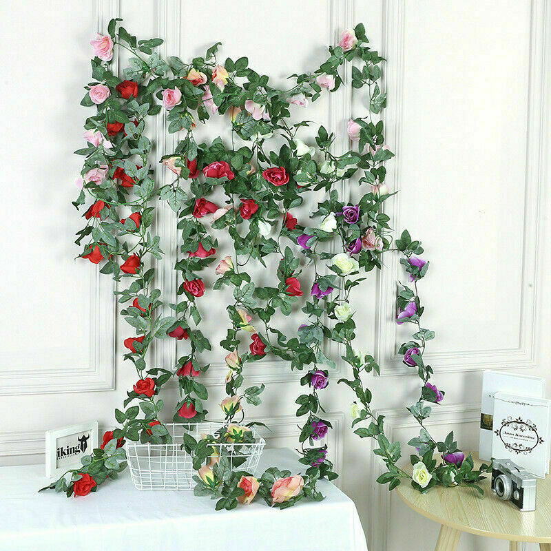 2.2M Hanging Garland Fall Artificial Flower Silk Rose Wedding Home Decor