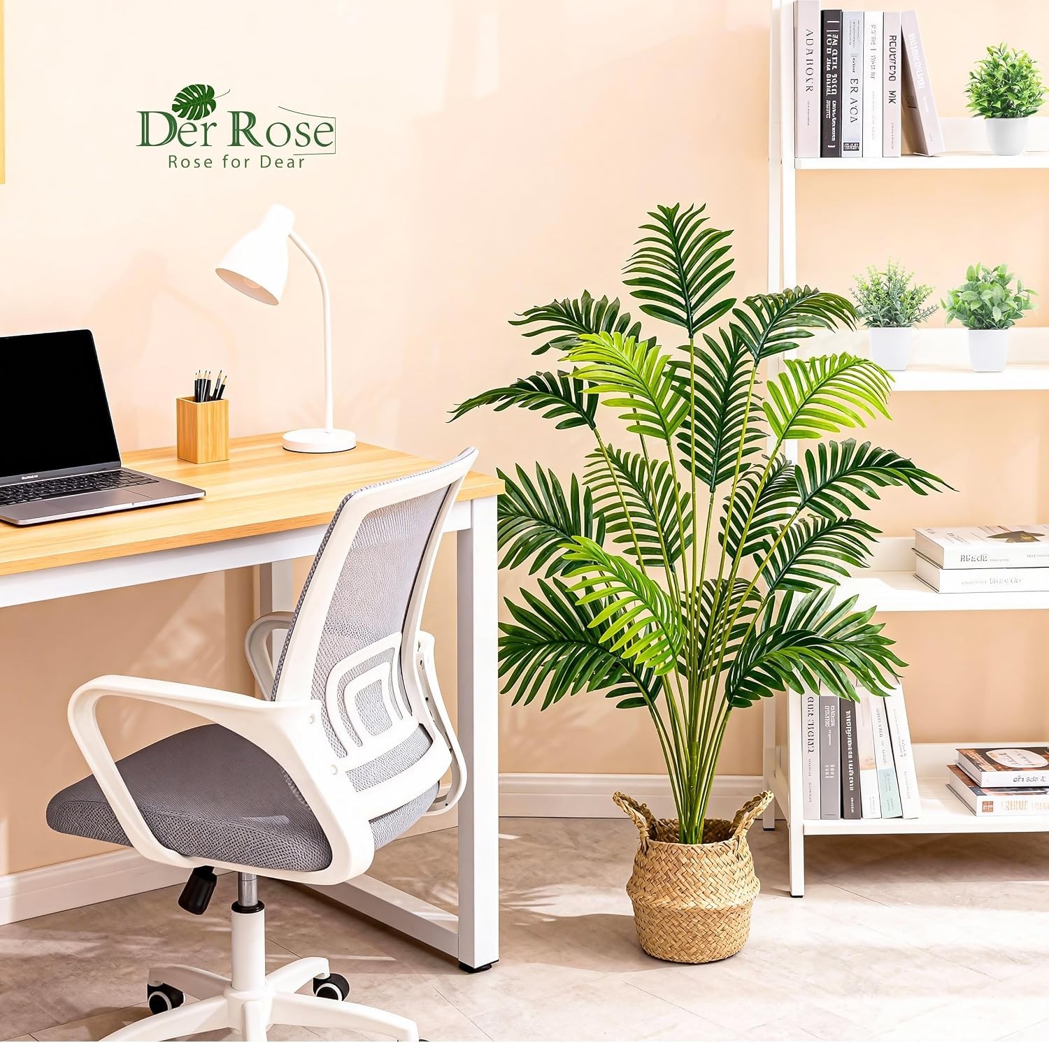 Boho 44” Artificial Palm Tree with Woven Basket for Effortless Elegance