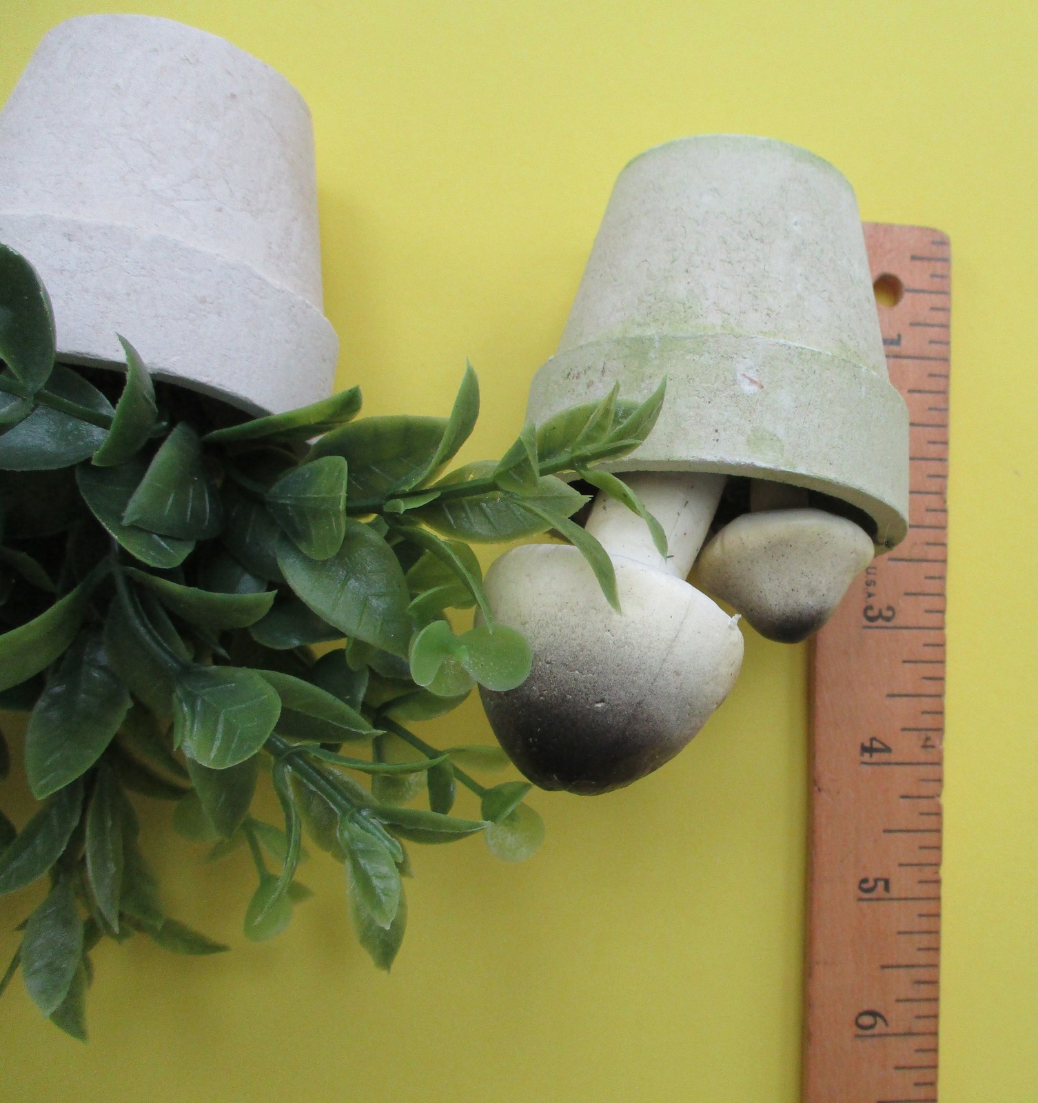 5 PLANTS IN POTS Artificial Small Fake home/office MUSHROOMS LAVENDAR GREENS