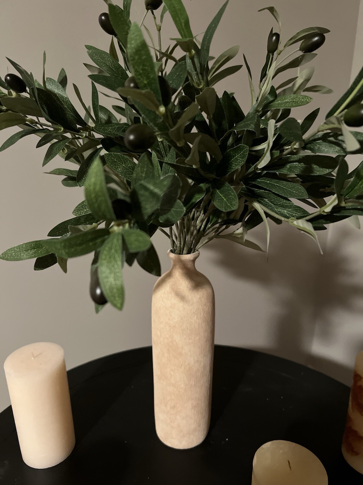 Beautiful Vase Styled With Olive Floral Arrangement