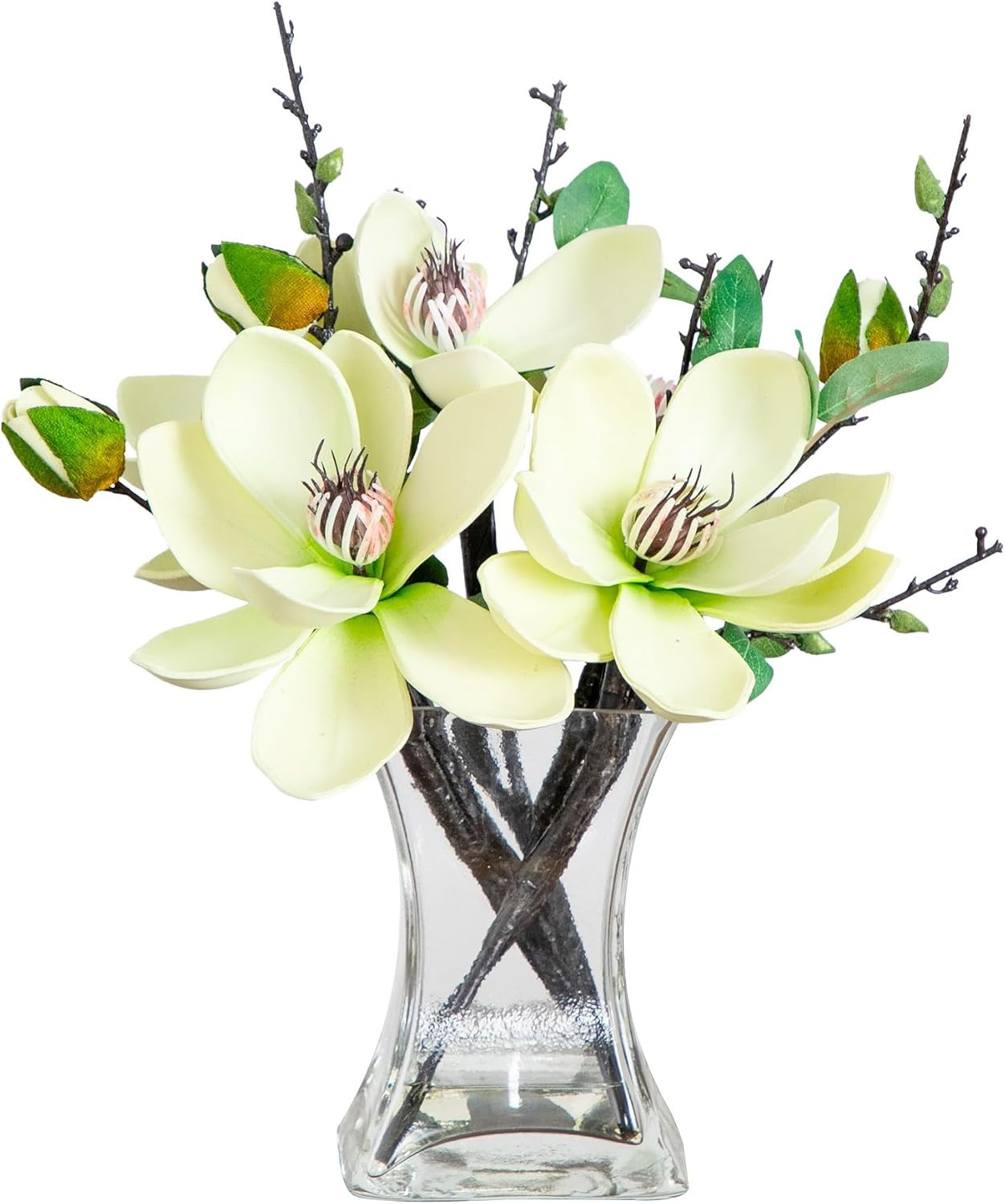 Elegant White Magnolia Arrangement with Vase – 4534-WH
