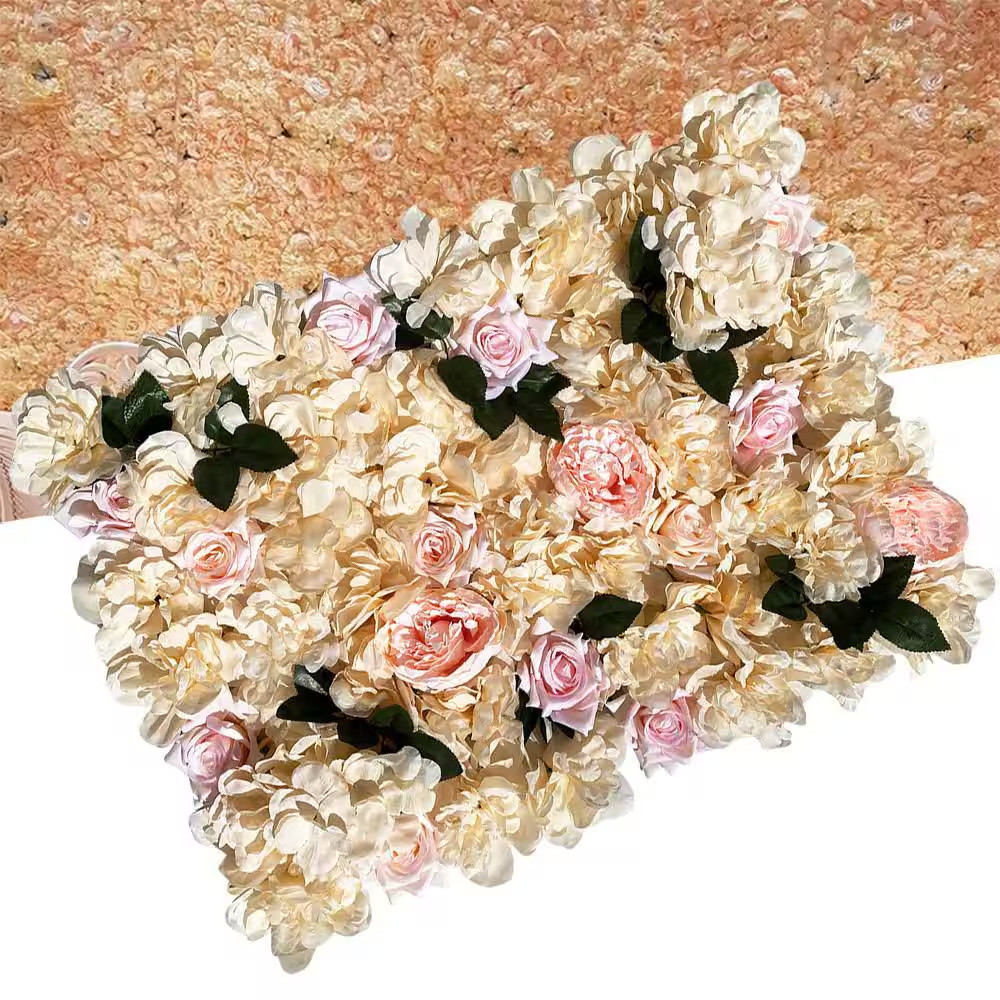 12- Pcs 23.62 In. X 15.74 In. Artificial Silk Rose Flower Wall Panel Hedge for W
