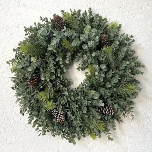 Spring Summer Wreaths for Front Door 19.69″ Artificial Green Boxwood Green-1