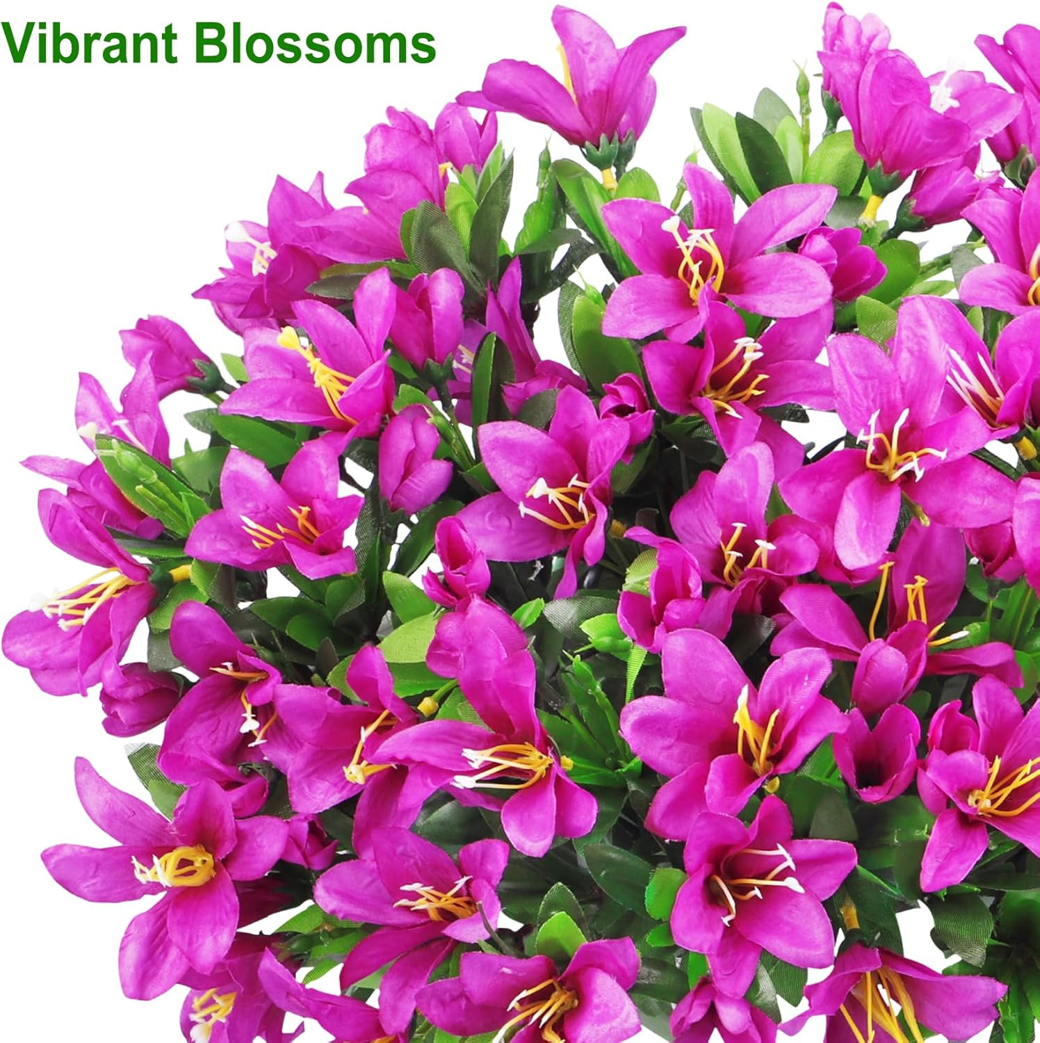 8 Bundles Artificial Flowers Outdoor Large Purple Faux UV Resistant Plants